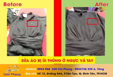 SỬA ÁO BỊ ỦI THỦNG Ở NGỰC VÀ TAY