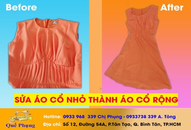 SỬA ÁO CỔ HẸP THÀNH ÁO CỔ RỘNG