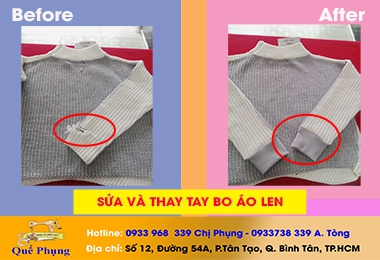 SỬA VÀ THAY TAY BO ÁO LEN