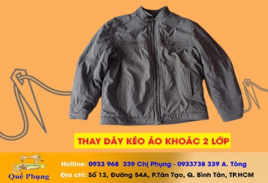 THAY DÂY KÉO ÁO KHOÁC 2 LỚP